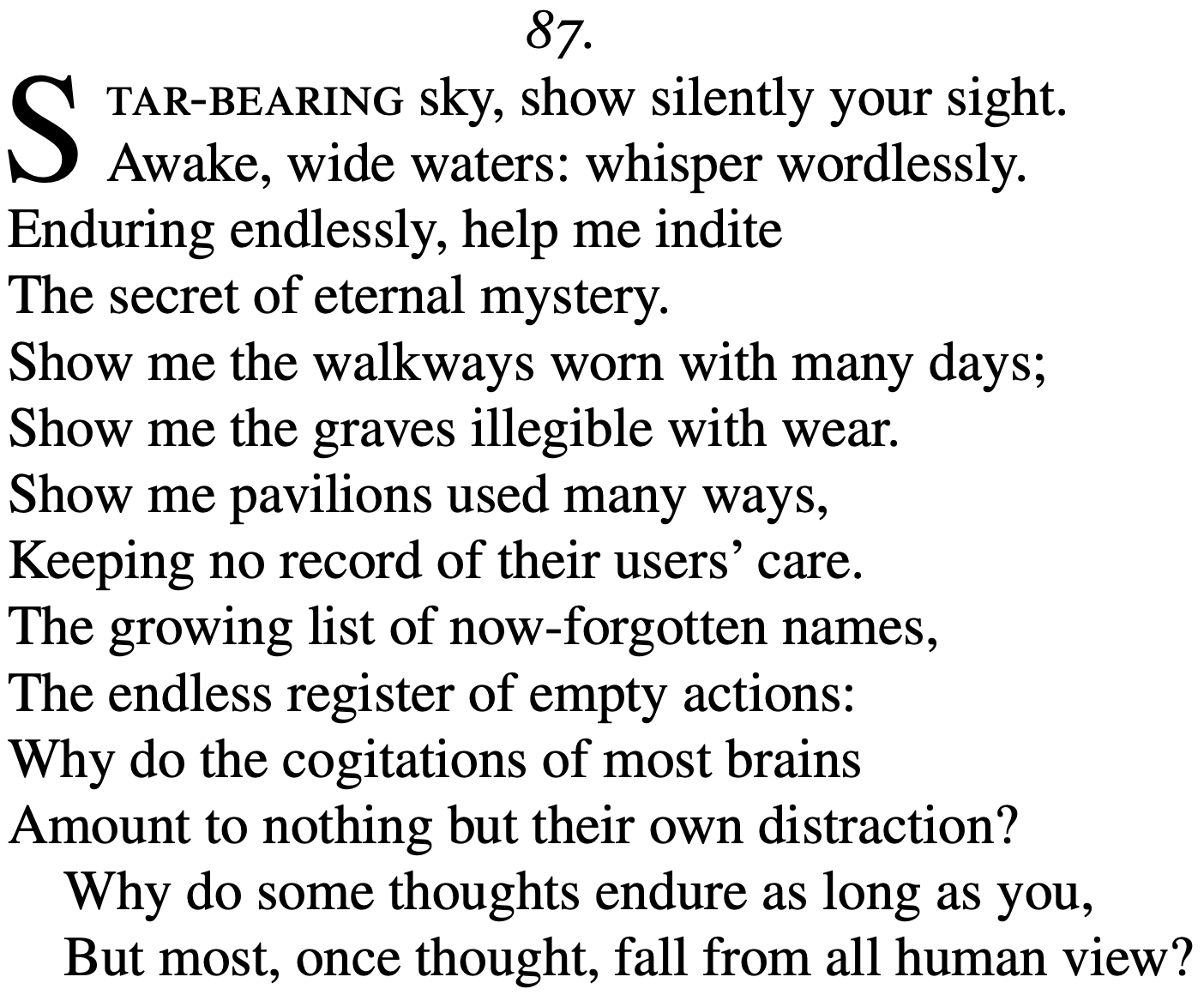 Sonnet 87 of 'An Offering to the Eumenides'