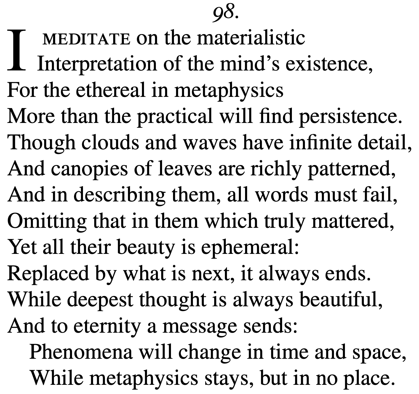 Sonnet 98 of 'An Offering to the Eumenides'
